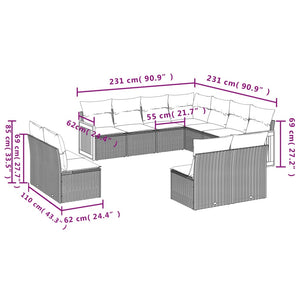 Set Divani da Giardino 11 pz con Cuscini in Polyrattan Nero 3227763