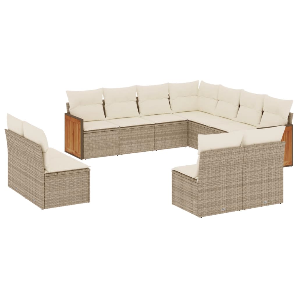 Set Divani da Giardino 11 pz con Cuscini Beige in Polyrattancod mxl 89833