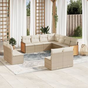 Set Divani da Giardino 11 pz con Cuscini Beige in Polyrattancod mxl 89833