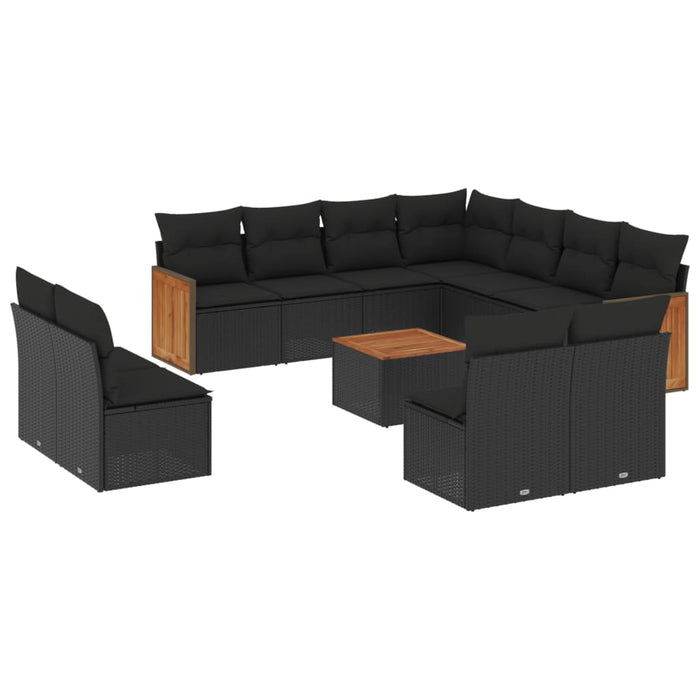 Set Divani da Giardino 12 pz con Cuscini Nero in Polyrattancod mxl 89835