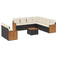 Set Divani da Giardino 10pz con Cuscini in Polyrattan Nerocod mxl 90879