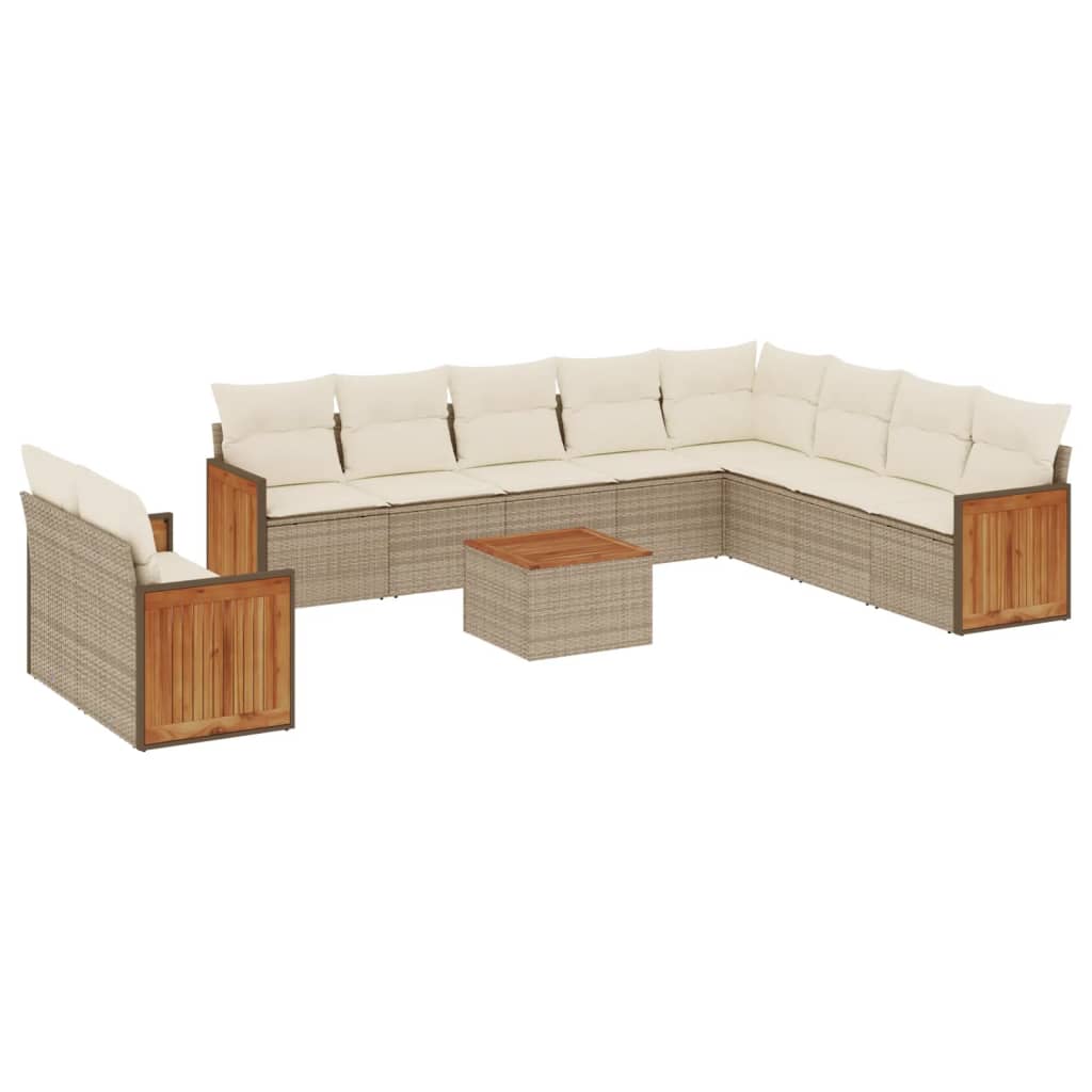 Set Divani da Giardino 11 pz con Cuscini Beige in Polyrattancod mxl 92978