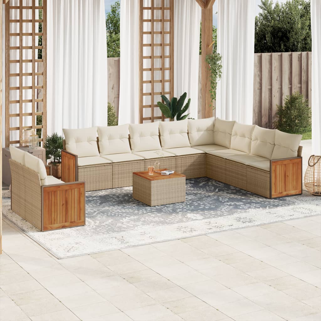 Set Divani da Giardino 11 pz con Cuscini Beige in Polyrattancod mxl 92978