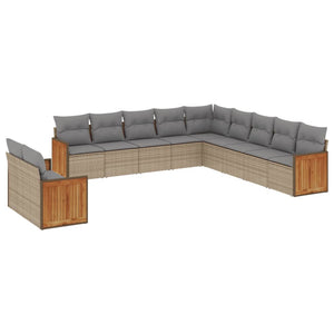 Set Divani da Giardino 11 pz con Cuscini Beige in Polyrattancod mxl 114207