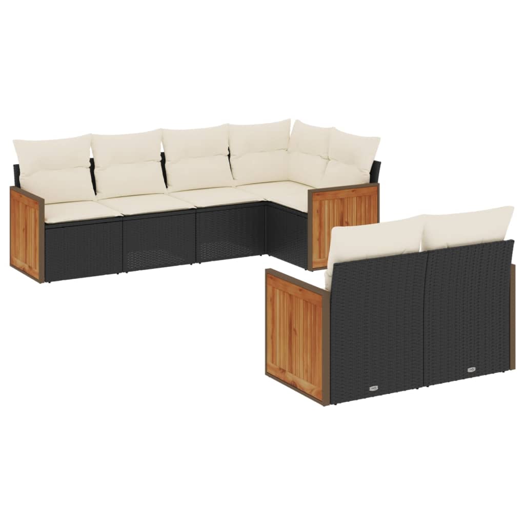 Set Divani da Giardino con Cuscini 7pz Nero Polyrattan 3227820