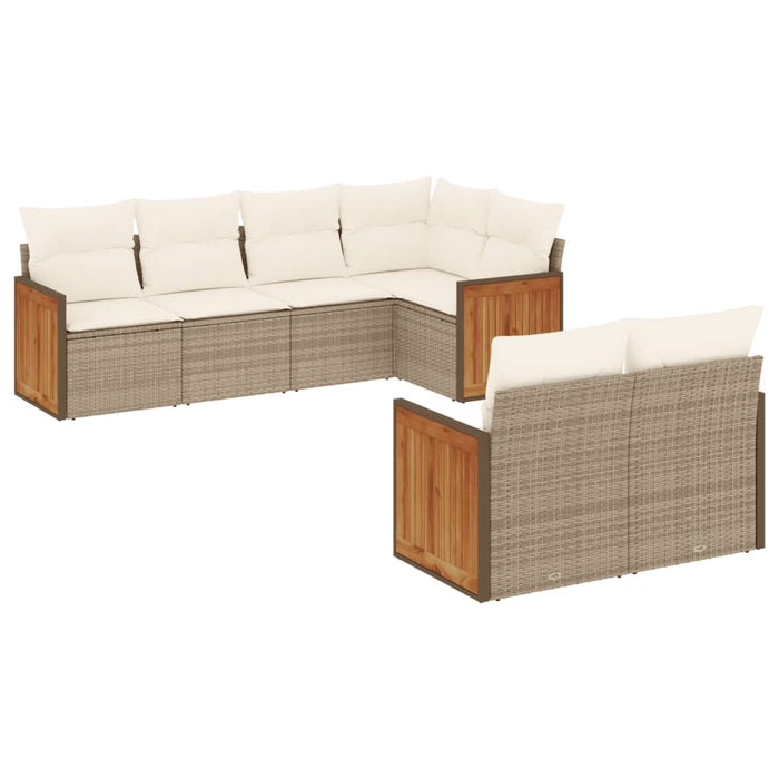 Set Divani da Giardino 7 pz con Cuscini Beige in Polyrattancod mxl 89847