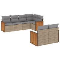 Set Divani da Giardino 7 pz con Cuscini Beige in Polyrattancod mxl 114586