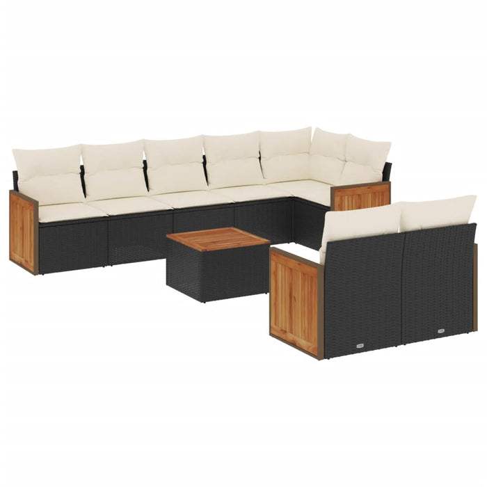 Set Divani da Giardino 9 pz con Cuscini Nero in Polyrattancod mxl 89852