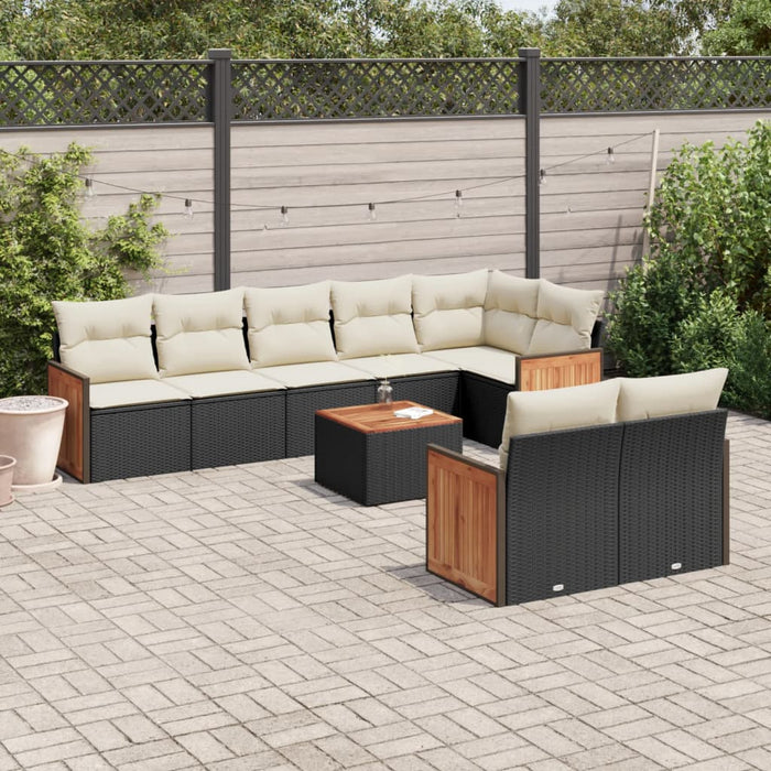 Set Divani da Giardino 9 pz con Cuscini Nero in Polyrattancod mxl 89852