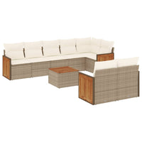 Set Divano da Giardino 9 pz con Cuscini Beige in Polyrattan 3227836