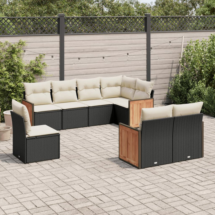 Set Divani da Giardino con Cuscini 8 pz Nero in Polyrattancod mxl 89854