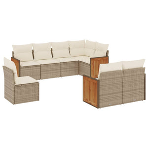 Set Divano da Giardino 8 pz con Cuscini Beige in Polyrattancod mxl 90890