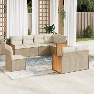 Set Divano da Giardino 8 pz con Cuscini Beige in Polyrattancod mxl 90890