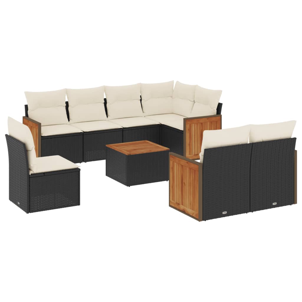 Set Divani da Giardino 9 pz con Cuscini Nero in Polyrattancod mxl 89859