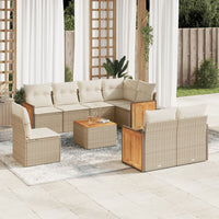 Set Divano da Giardino 9 pz con Cuscini Beige in Polyrattan 3227850