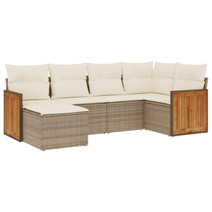 Set Divano da Giardino 6 pz con Cuscini Beige in Polyrattancod mxl 89860