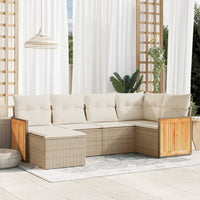 Set Divano da Giardino 6 pz con Cuscini Beige in Polyrattancod mxl 89860