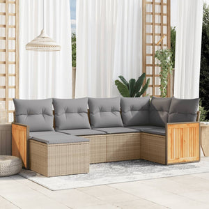 Set Divano da Giardino 6 pz con Cuscini Beige in Polyrattan 3227858