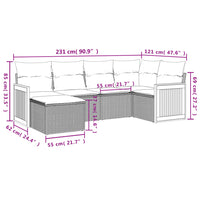 Set Divano da Giardino 6 pz con Cuscini Grigio in Polyrattan 3227859