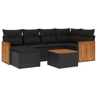 Set Divani da Giardino con Cuscini 7pz Nero Polyrattan 3227861