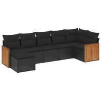 Set Divani da Giardino con Cuscini 7pz Nero Polyrattan 3227868