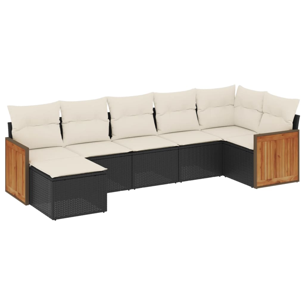 Set Divani da Giardino con Cuscini 7pz Nero Polyrattancod mxl 90213