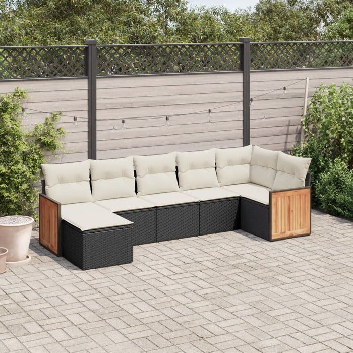 Set Divani da Giardino con Cuscini 7pz Nero Polyrattancod mxl 90213