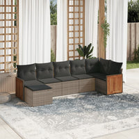 Set Divani da Giardino 7 pz con Cuscini Grigio in Polyrattan 3227873