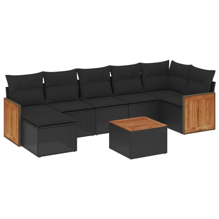 Set Divani da Giardino con Cuscini 8 pz Nero in Polyrattancod mxl 112979