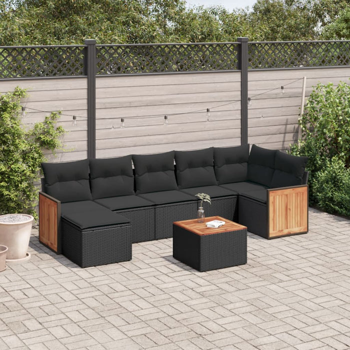 Set Divani da Giardino con Cuscini 8 pz Nero in Polyrattancod mxl 112979