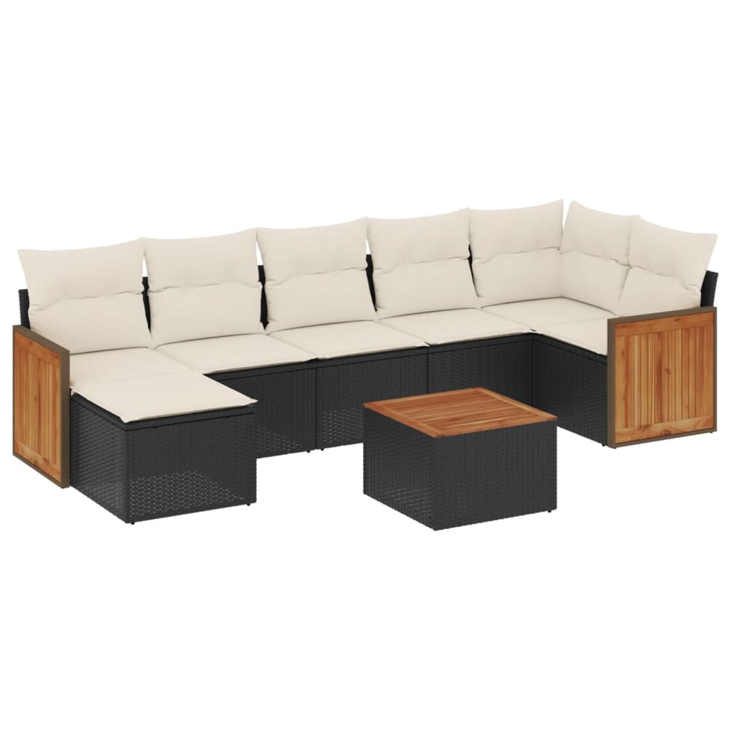 Set Divani da Giardino con Cuscini 8 pz Nero in Polyrattan 3227876