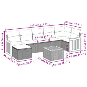 Set Divani da Giardino con Cuscini 8 pz Nero in Polyrattan 3227876