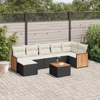 Set Divani da Giardino con Cuscini 8 pz Nero in Polyrattan 3227876