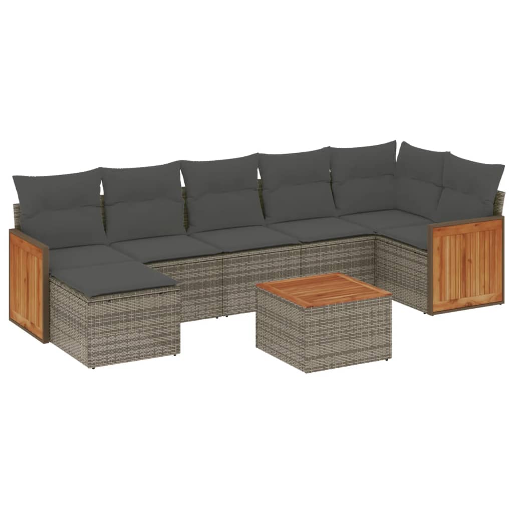 Set Divano da Giardino 8 pz con Cuscini Grigio in Polyrattancod mxl 112978