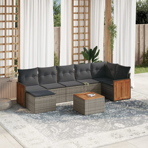 Set Divano da Giardino 8 pz con Cuscini Grigio in Polyrattancod mxl 112978