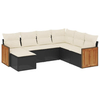 Set Divani da Giardino con Cuscini 7pz Nero Polyrattan 3227883