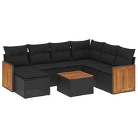 Set Divani da Giardino con Cuscini 8 pz Nero in Polyrattan 3227889