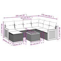 Set Divani da Giardino con Cuscini 8 pz Nero in Polyrattan 3227889