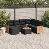 Set Divani da Giardino con Cuscini 8 pz Nero in Polyrattan 3227889