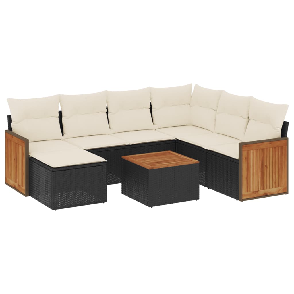 Set Divani da Giardino con Cuscini 8 pz Nero in Polyrattan 3227890