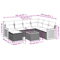 Set Divani da Giardino con Cuscini 8 pz Nero in Polyrattan 3227890