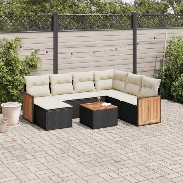 Set Divani da Giardino con Cuscini 8 pz Nero in Polyrattan 3227890