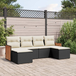 Set Divano da Giardino 6 pz con Cuscini Nero in Polyrattancod mxl 89865