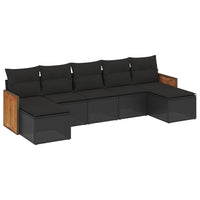 Set Divani da Giardino con Cuscini 7pz Nero Polyrattan 3227910