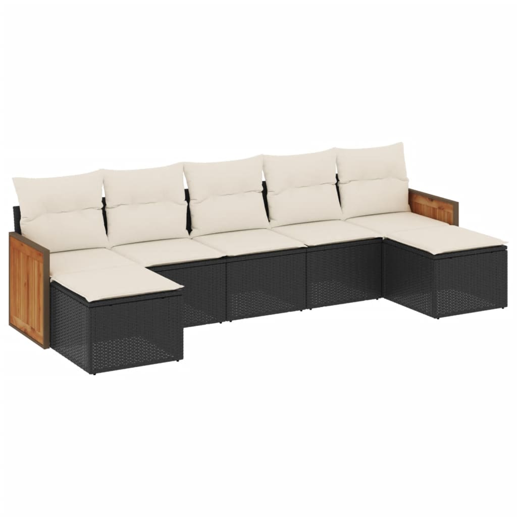 Set Divani da Giardino con Cuscini 7pz Nero Polyrattan 3227911