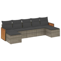 Set Divani da Giardino 7 pz con Cuscini Grigio in Polyrattan 3227915