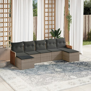 Set Divani da Giardino 7 pz con Cuscini Grigio in Polyrattan 3227915