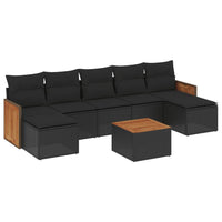 Set Divani da Giardino con Cuscini 8 pz Nero in Polyrattan 3227917