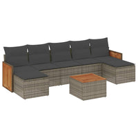 Set Divano da Giardino 8 pz con Cuscini Grigio in Polyrattan 3227922