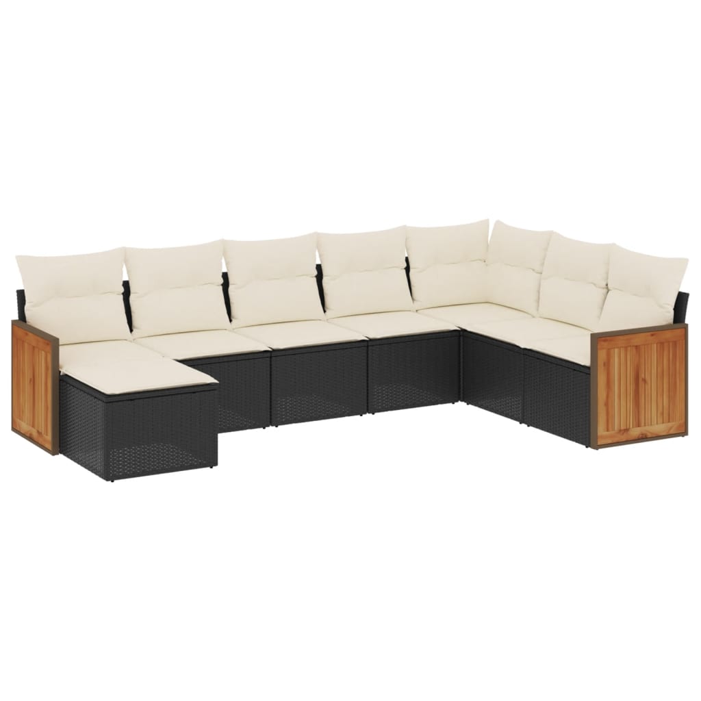 Set Divani da Giardino con Cuscini 8 pz Nero in Polyrattancod mxl 90887